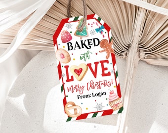 Baked With Love Cookie Tags - Christmas Favor Editable Labels Cht34