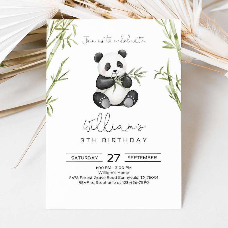 Birthday Panda Invitation - Etsy