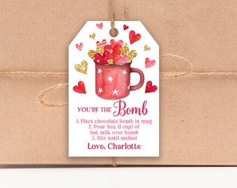 Valentine Hot Chocolate Bomb Tag (Editable Digital Download)