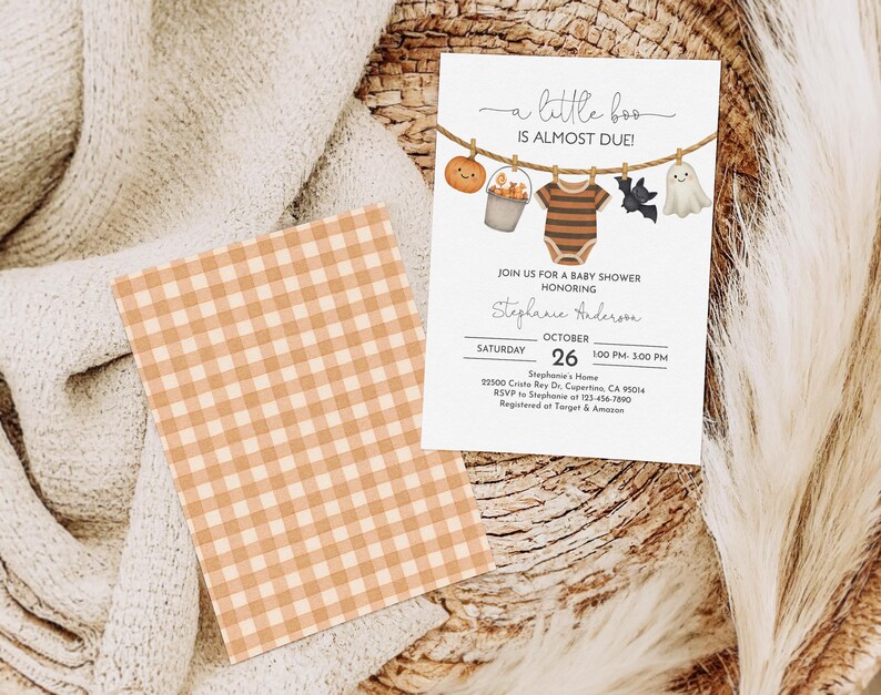 Halloween Baby Shower Invitation, A Little Boo is Almost Due Baby ...