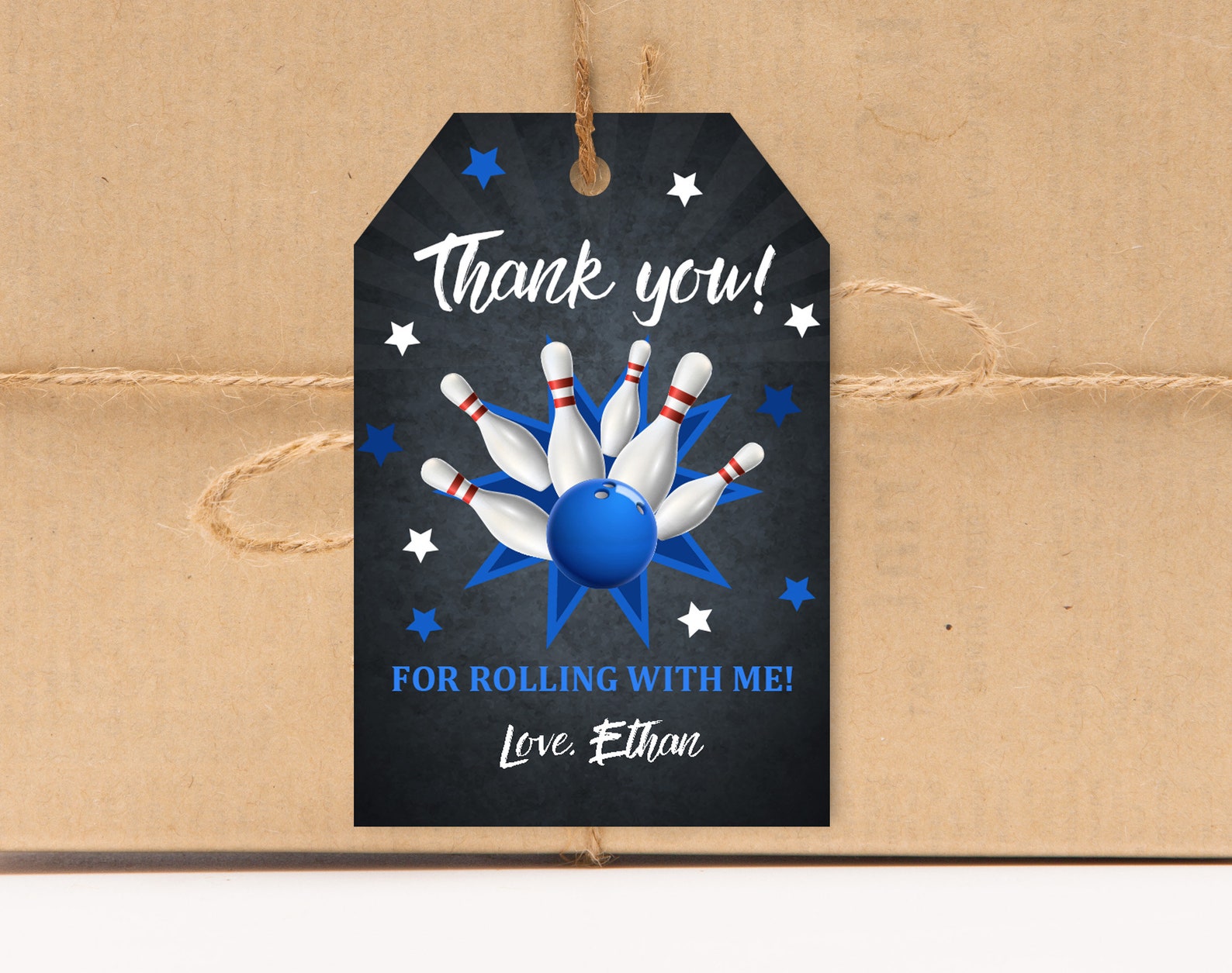 Bowling Birthday Thank You Tag Favor Label Boy Thank You - Etsy