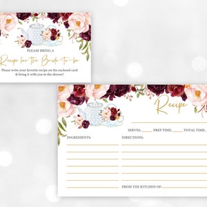 Receptkaart en verzoekkaart Marsala bloemen Theekransje vrijgezellenfeest BEWERKBAAR, download Bri20