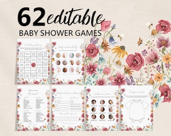 62 bearbeitbare Blumen-Baby-Spiele im Bundle: 62 bearbeitbare Blumenmuster Bab348