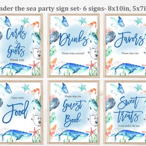 Zee partij borden set walvis babyshower verjaardagsdecoratie gunst eten cadeau teken pack bewerkbare afdrukbare download Bir306 Bab156