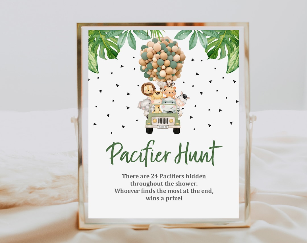 Pacifier Hunt Game Sign: Tropical Jungle Theme (editable Download ...