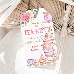 Teacher appreciation tag End of school year tag You are TEA-riffic Teacher appreciation School Employee Volunteer Editable Printable Est45