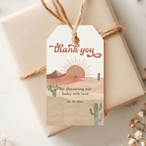 Étiquette de baby shower du désert de Boho étiquette de faveur de shower de bébé du sud-ouest de l'océan, étiquette imprimable cactus, succulente moderne modifiable, étiquette à biscuits de faveur de Boho Bab239