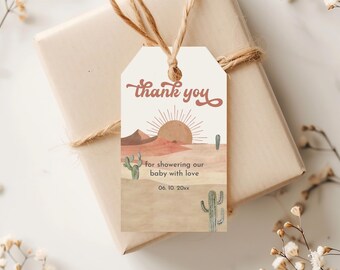 Boho Baby Shower Favor Tags, Desert Cactus Editable (Printable PDF Bab239)