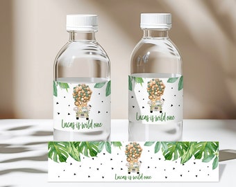 Wild One Birthday Water Bottle Labels: Safari Animals, Jungle Theme Bir297