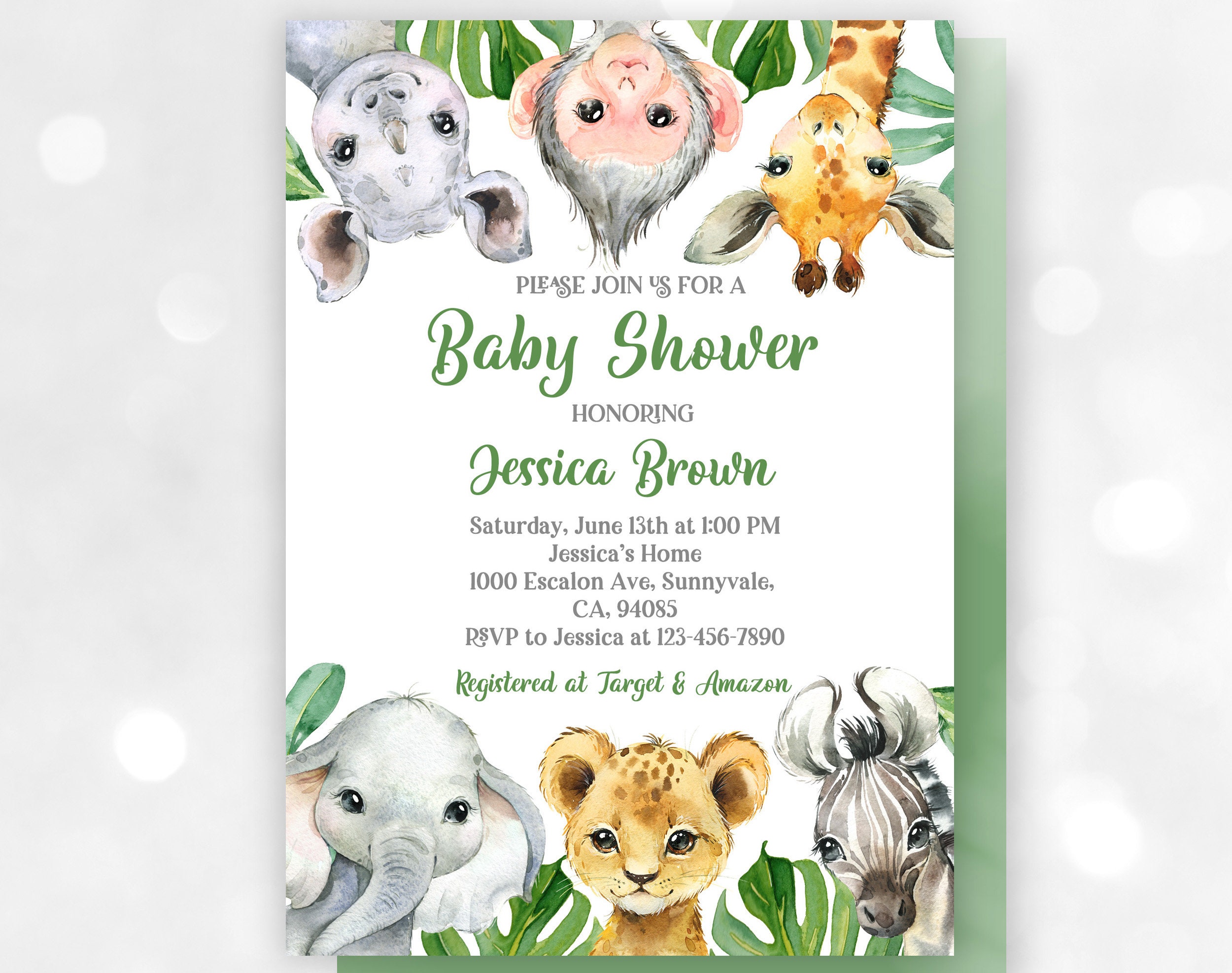 Invitación de safari para baby shower: género neutro, editable, descarga  Bab99 - Etsy México, image size:2500x1975