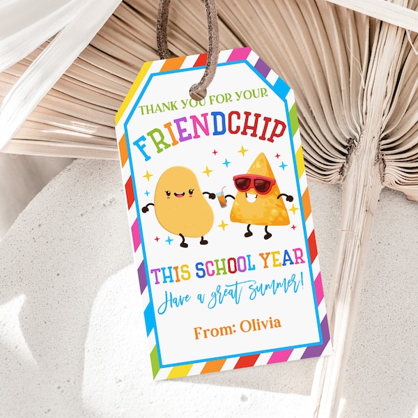 Friend Chip Bag Tags Last Day of School Tag Classroom Treat Tag End of School Year Teacher Gift Tag Summer Editable Printable Download Est33