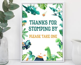 Dinosaur Favors sign Dino Party Thank You Table Sign Cute Dino Birthday Baby Sign T-Rex Tropical Décor  Printable Download Bir227