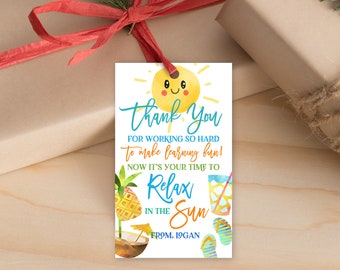 End of school Teacher Appreciation Tag Schools Out Summer Is Here Thank You Gift Tag End of Year Summer Tag Editable Printable Download Est3