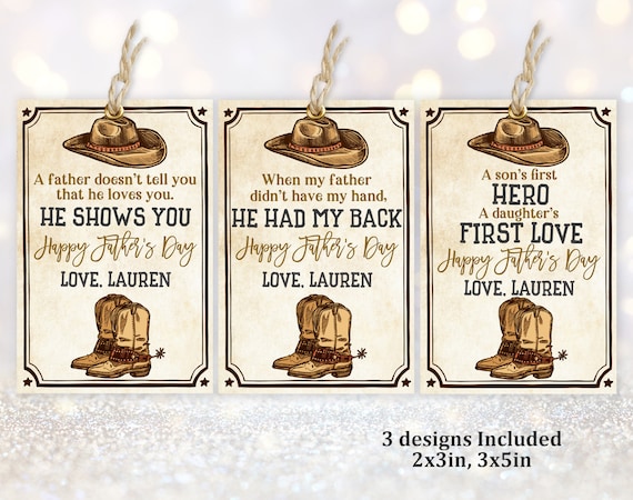 Western Cowboy Father's Day Tag Cowboy Fathers Day Gift - Etsy