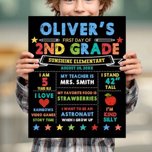 First Day School Board: Printable Chalkboard Style - Editable Template Sc14