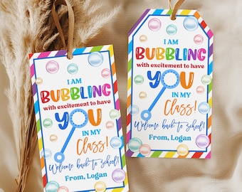Back to School Gift Tag: Bubbling Excitement - Editable Printable Bst30