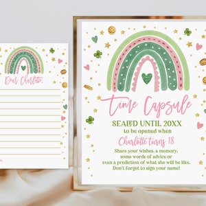 St Patrick's Day 1st Birthday time capsule sign and letter St Patrick Day themed 1st Birthday Decoration Editable Printable Download SpI1