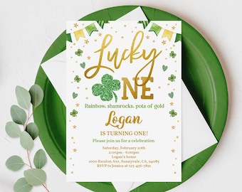 Kleeblatt-Geburtstagseinladung - St. Patrick's Day, Gold und Grün, 1st Party SpI3