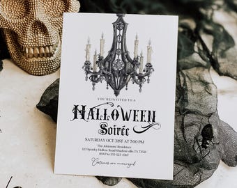 Gothic Halloween Invitation, Haunted House Soirée (Editable Digital Template) Haba