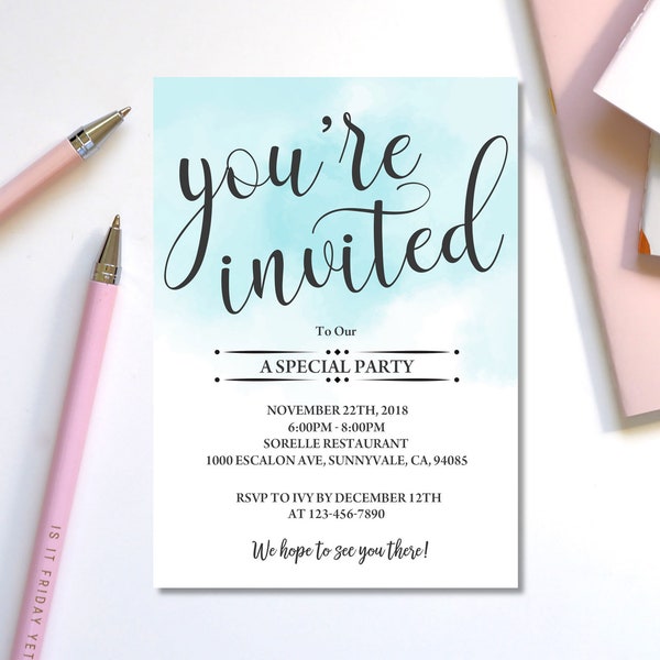 You're invited template  All text editable  Invitation template   Editable Business Template  Special event invitation template