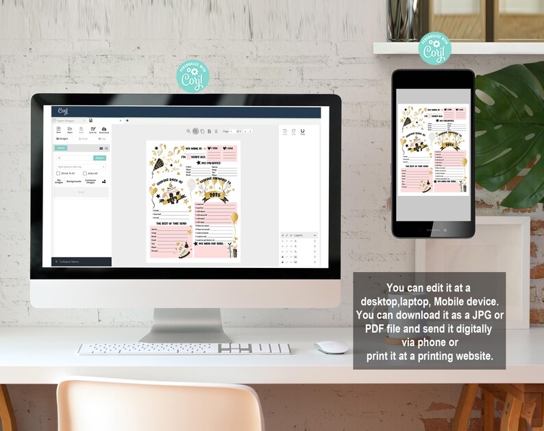 May include: A printable digital download of a pink and gold birthday party planner. The planner includes sections for "We've come so far", "My wishes for you", "The guest of honor", and "The best of times".