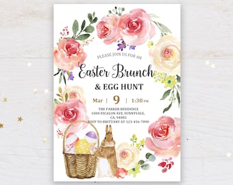 Egg Hunt Invitation: Easter Brunch Party Invite (Editable Download)