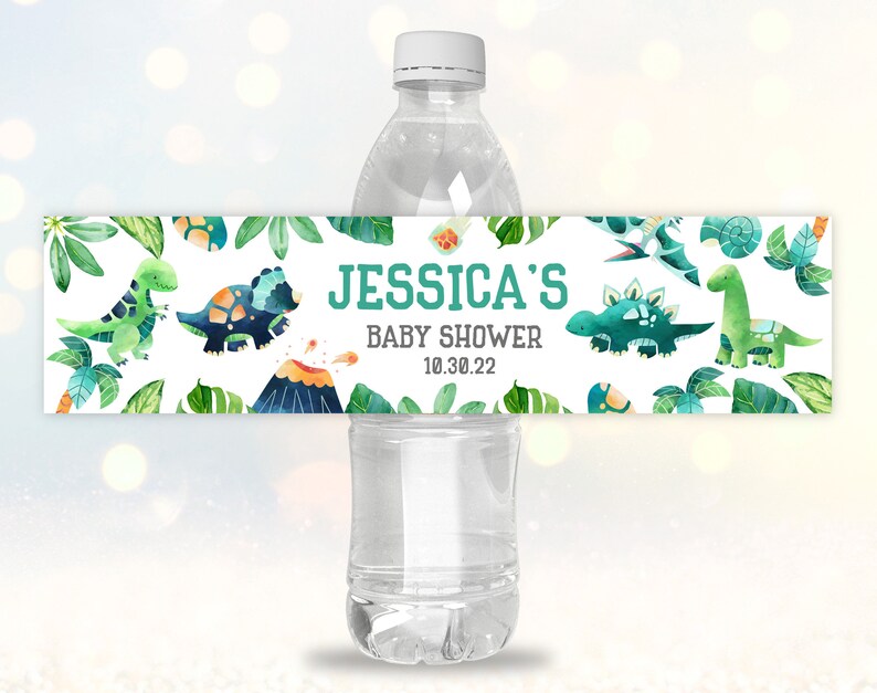 Dinosaur Water Bottle Label/ Dinosaur Baby Shower Water Label/ Etsy