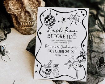 Invitation EVJF : thème Halloween (numérique modifiable 5 x 7)