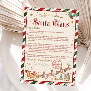 Carta do Papai Noel Carta de saudação oficial do Papai Noel de Natal Boho Caixa de preenchimento Digital Editável Imprimível Baixar Chls2