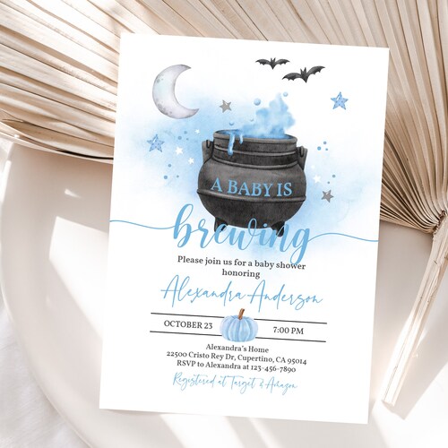 Printable Boy Halloween Baby Shower A Baby is Brewing Baby Etsy