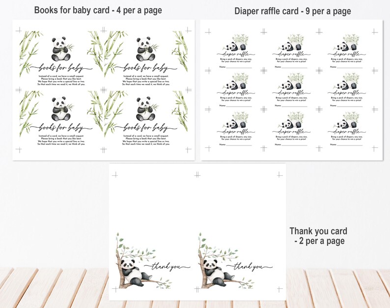 Panda Baby Shower Invite Set - Greenery Bamboo, Editable Digital Bab307 ...