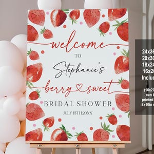 Strawberry Bridal Shower Welcome Sign Editable Berry Sweet Bridal Shower Sign Printable Berry Sweet Bridal Shower Decorations Summer Bri28