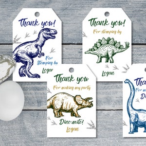 DINOSAUR BIRTHDAY TAGS Birthday Favor Tag Thank You Label  Park Tag Gift Bag Tag Boy Kids Digital Printable Editable Download Bir111