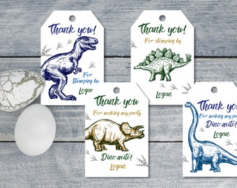 DINOSAUR BIRTHDAY TAGS Birthday Favor Tag Thank You Label  Park Tag Gift Bag Tag Boy Kids Digital Printable Editable Download Bir111
