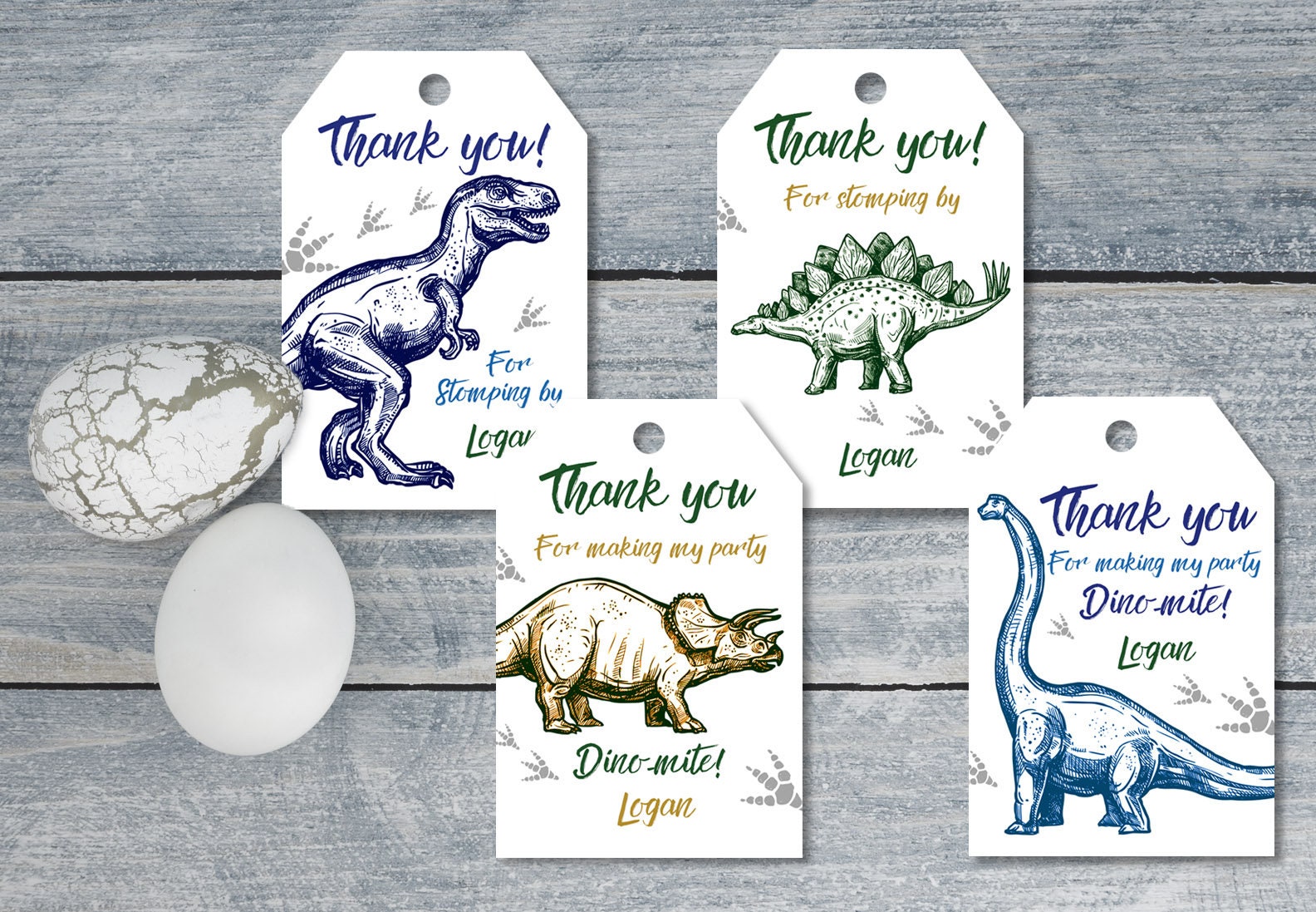 Editable Thank You Dino Favor Tag, Printable Birthday Label Template, PK08