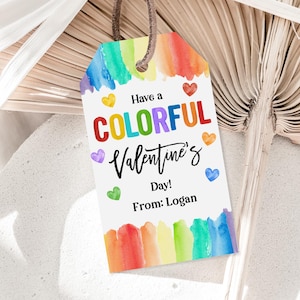 Regenbogen Valentinstag Geschenkanhänger Vorlage Bearbeitbar Bunter Valentinstag Tag Buntstifte Kinder Valentinstag Druckbare Klassenzimmer Bevorzugung Vat50