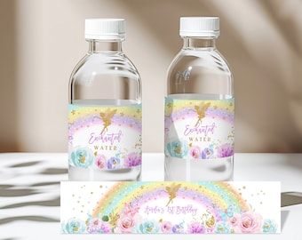 Fairy Birthday Water Bottle Labels: Magical Floral Princess Party Bir274