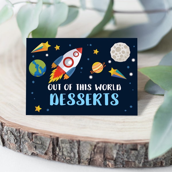 Outer Space Birthday Food Tent Cards Printable Place Card Table Decor Rocket Ship Birthday Planets Astronaut Download EDITABLE Bir73