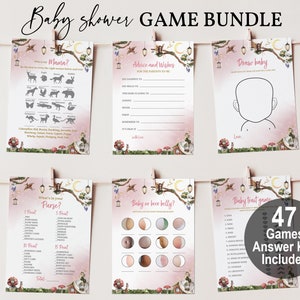 Fairy Baby Shower Game Bundle Floral Fairy Enchanted Forest Game Set Rustic Floral Fairy Shower Tea Party Editable Printable Download Bab172