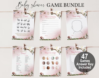 Baby Shower Game Set: Floral Fairy Theme - Editable & Printable Bab172