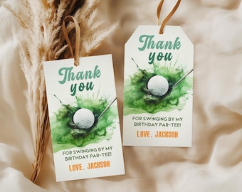 Golf Party Favor Tags: Birthday Thank You, Hole in One (Editable Bir577)