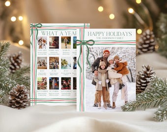 Sjabloon kerstfotokaart: jaaroverzichtcollage - afdrukbaar HC1