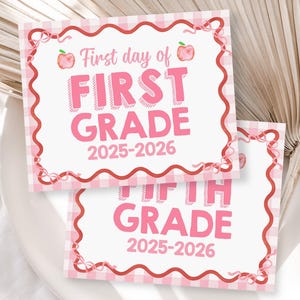 First Day of School Sign - Editable Pink Bow Chalkboard Printable
