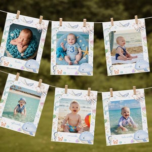 Under The Sea Monthly Photo Banner Editable Oneder the Sea Monthly Milestone Banner Printable Under The Sea First Birthday Banner Bir462