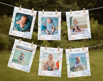 First Birthday Photo Banner: Under the Sea Theme - Editable Printable Bir462
