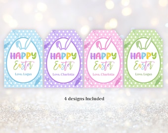 Easter Bunny Gift Tags - Pastel Favor Labels for Classroom and Party