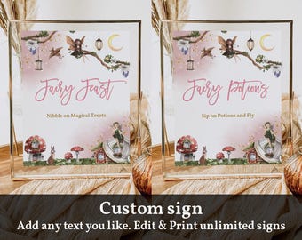 Fairy Garden Birthday Sign - Custom Editable Party Decor Printable Bir275
