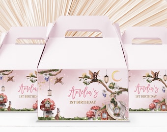 Fairy Birthday Party Box Label: Enchanted Floral, Editable Bir275