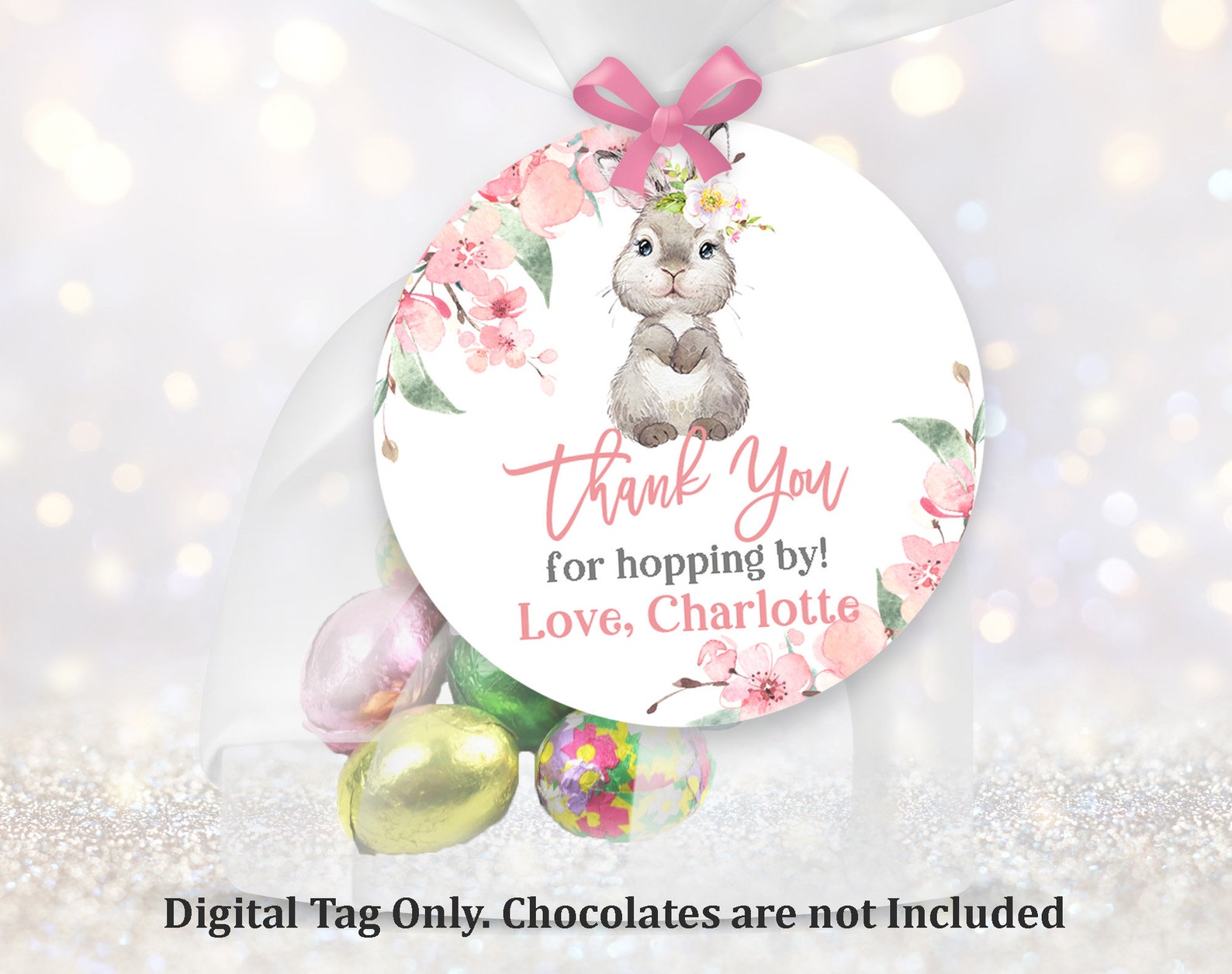 Bunny Birthday Thank You Tags Rabbit Label Spring Party Easter - Etsy