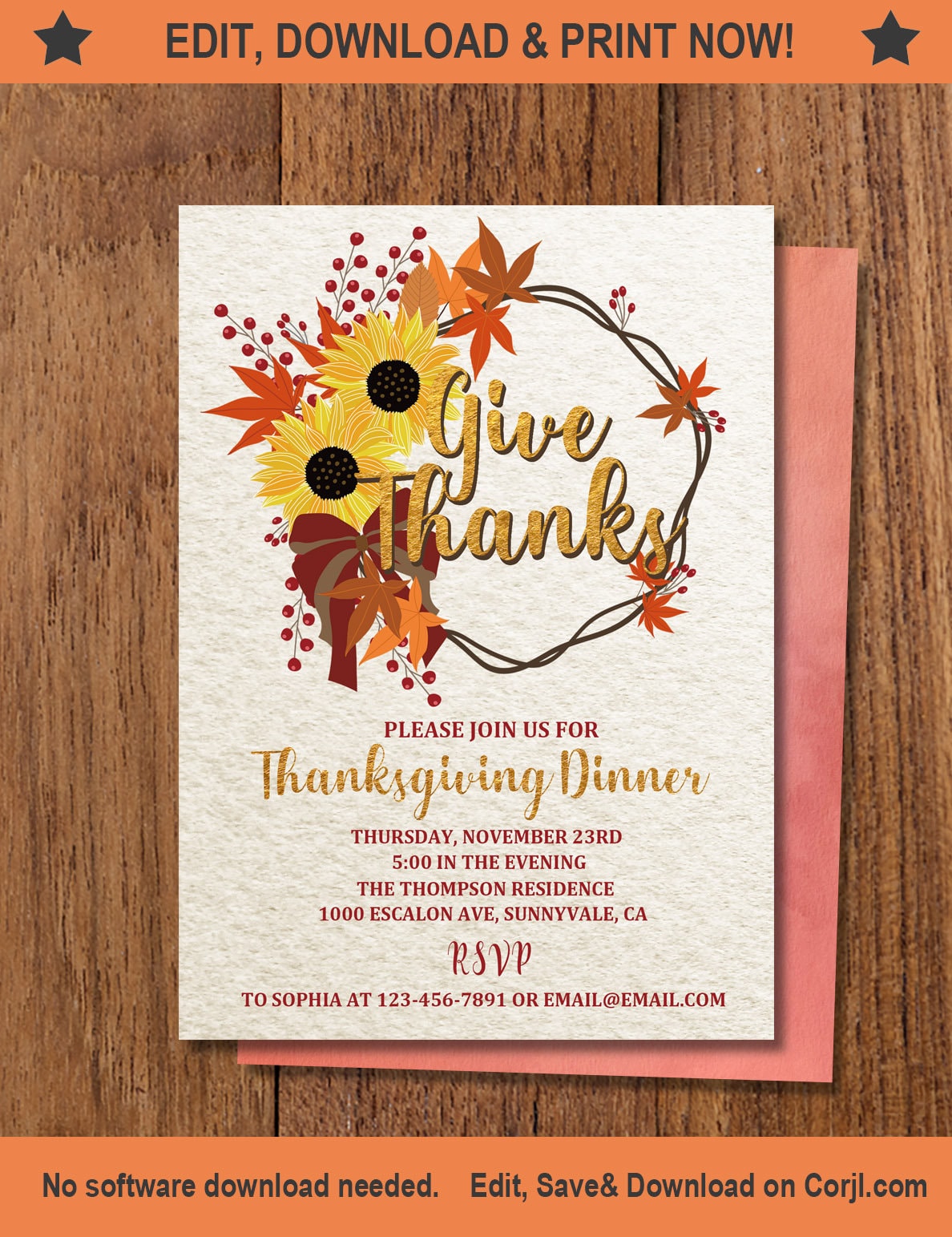 buy printable thanksgiving dinner invitation, happy thanksgiving